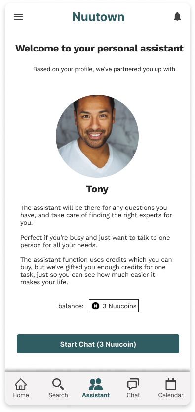 Assistant onboarding screen