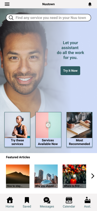 Home screen — early version