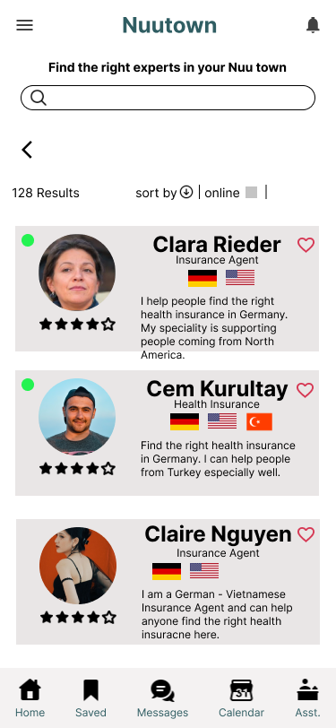 Search results — early version with flag icons