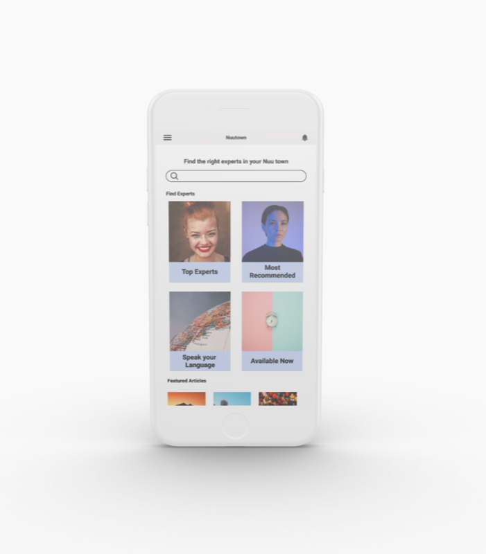 High-fidelity mockup — home screen