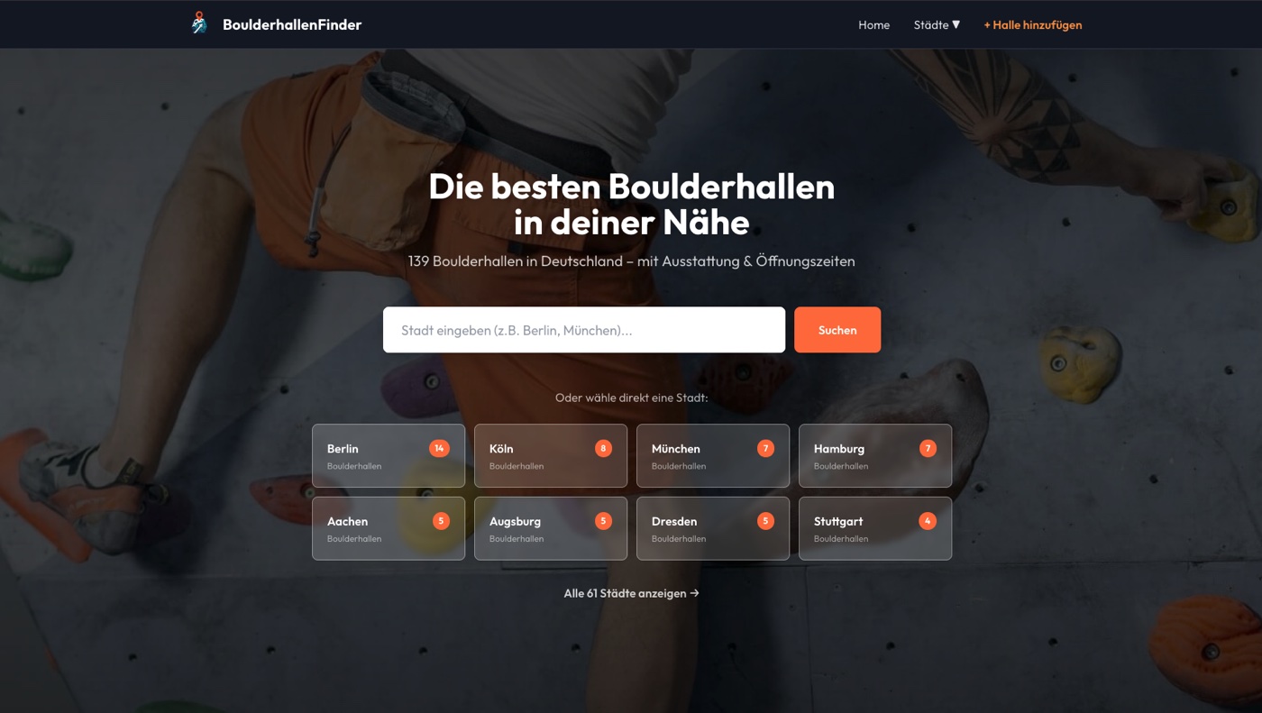 BoulderhallenFinder homepage