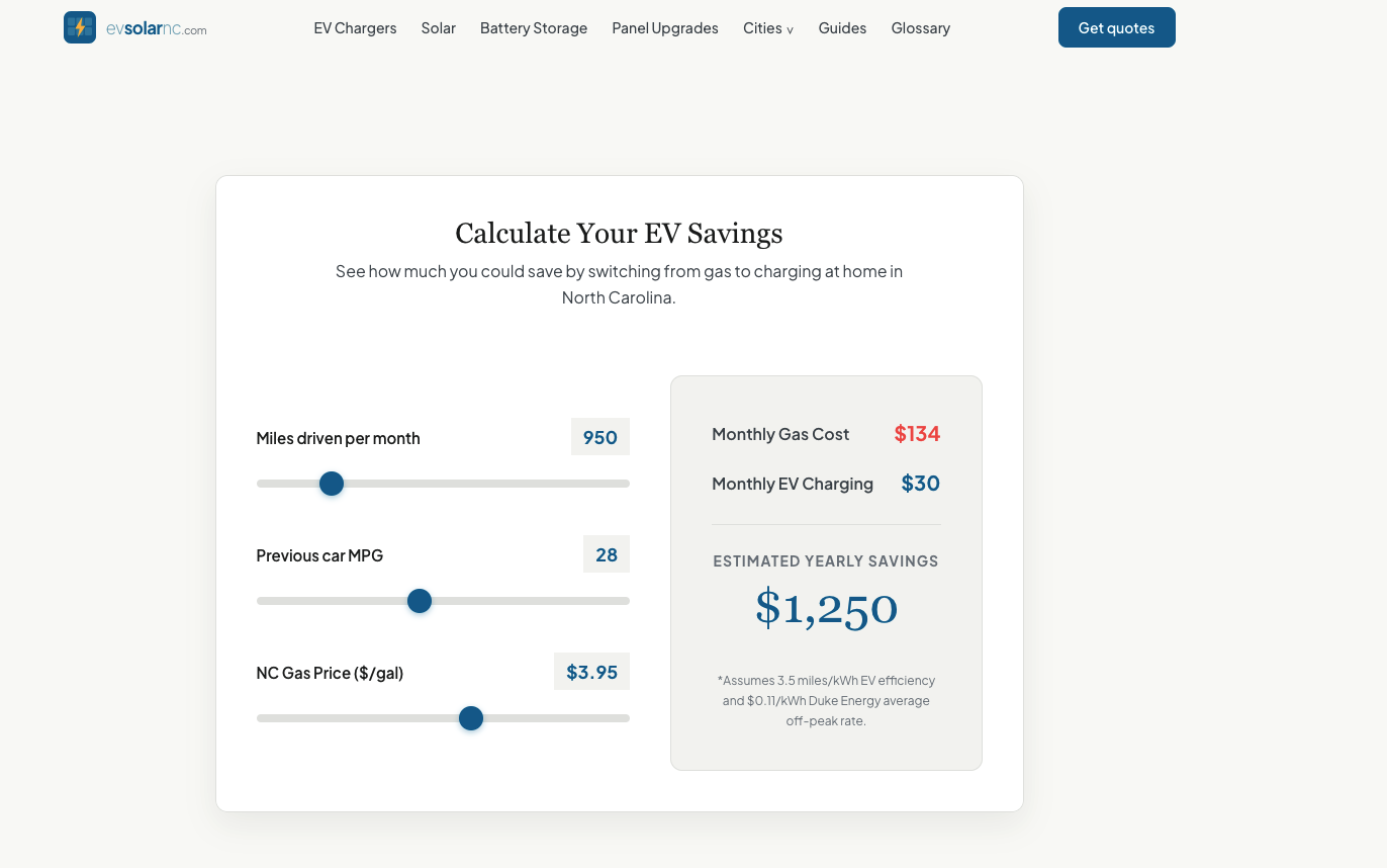 EV savings calculator