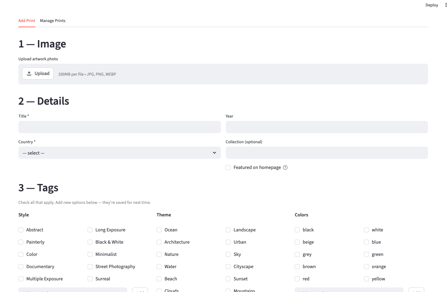 Image uploader app interface