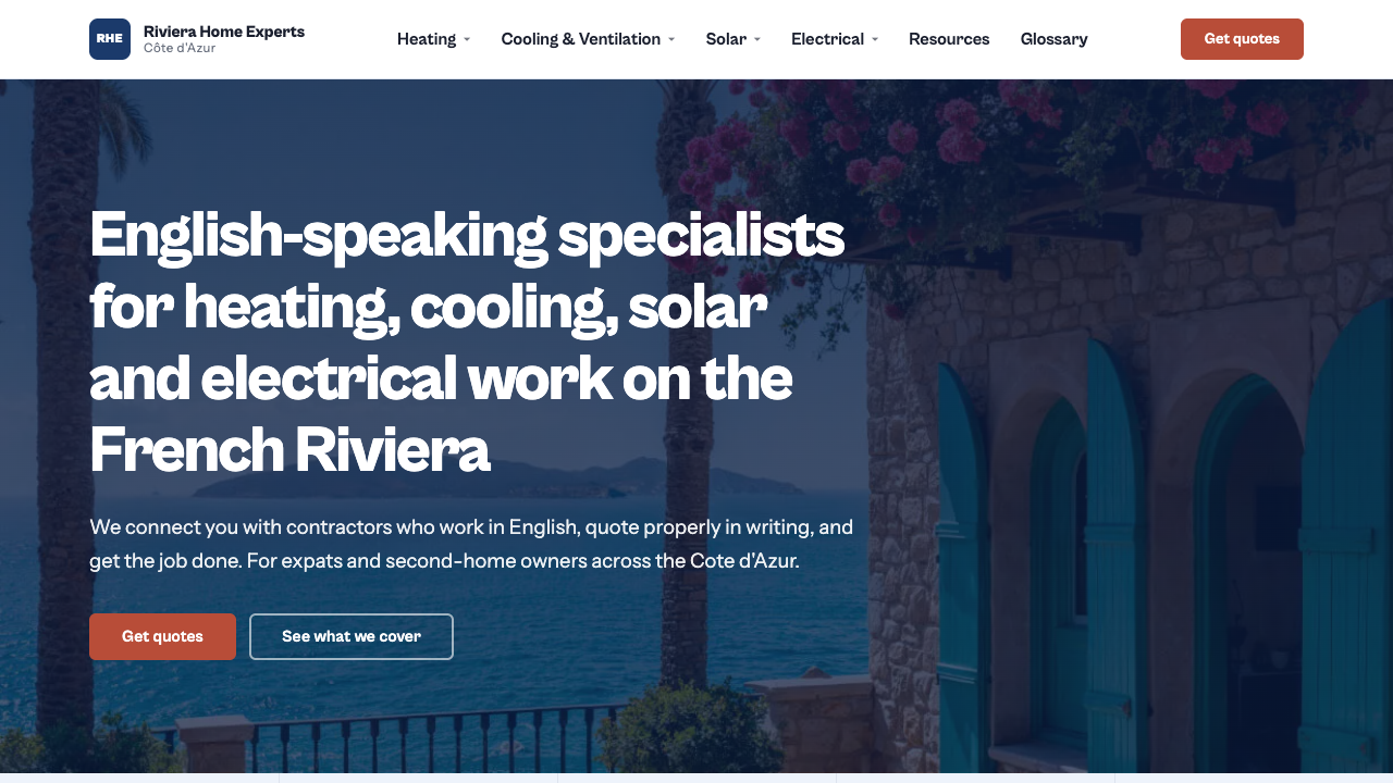 Riviera Home Experts homepage